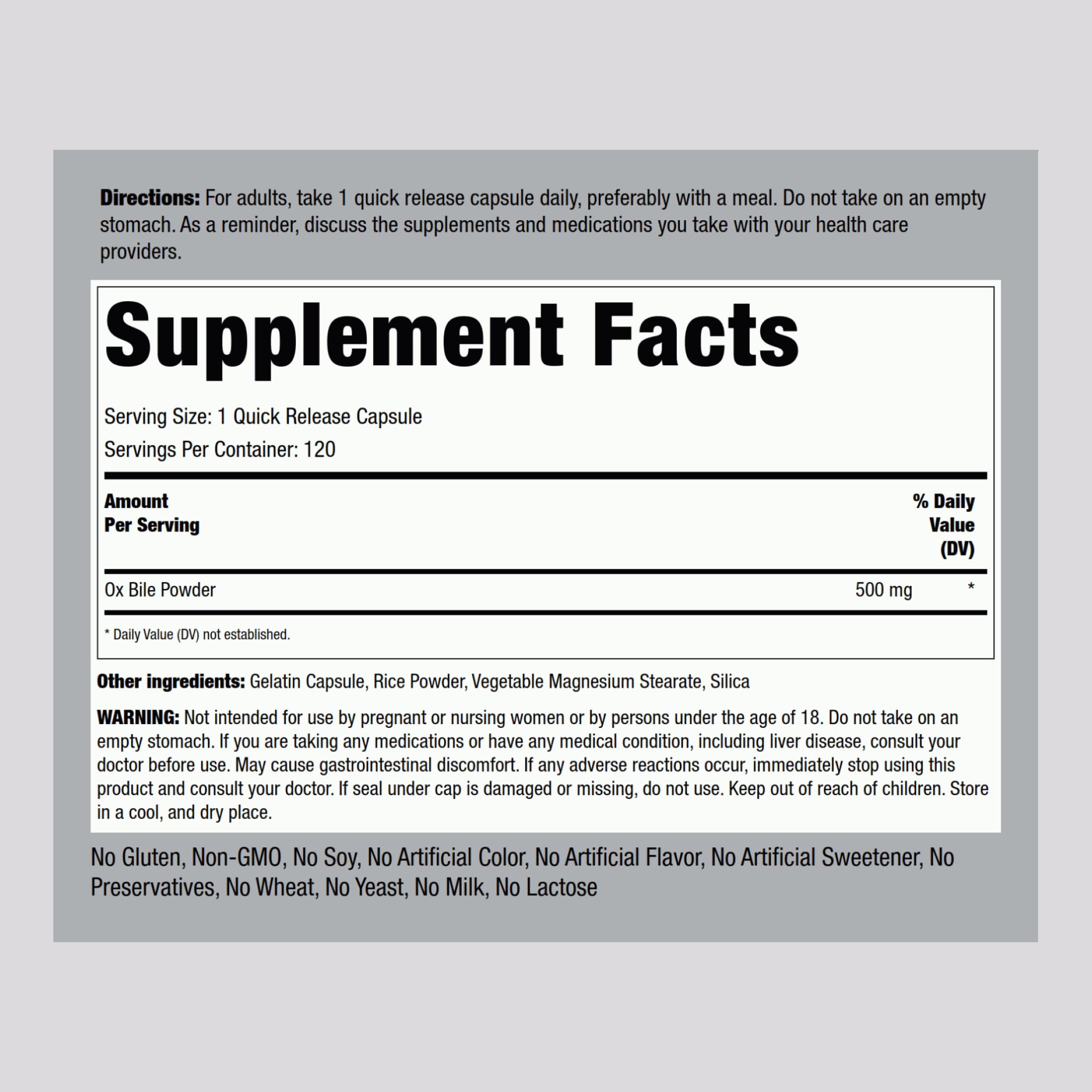 Digestive enzyme support with ox bile