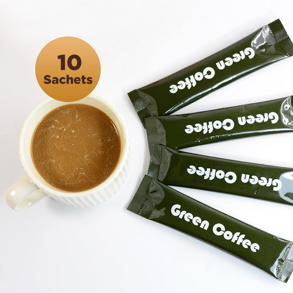 Digestive support and regularity concept with green coffee