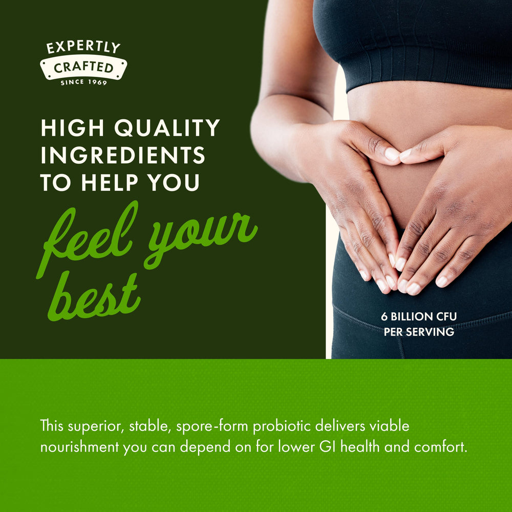 Digestive health graphic with a gut icon