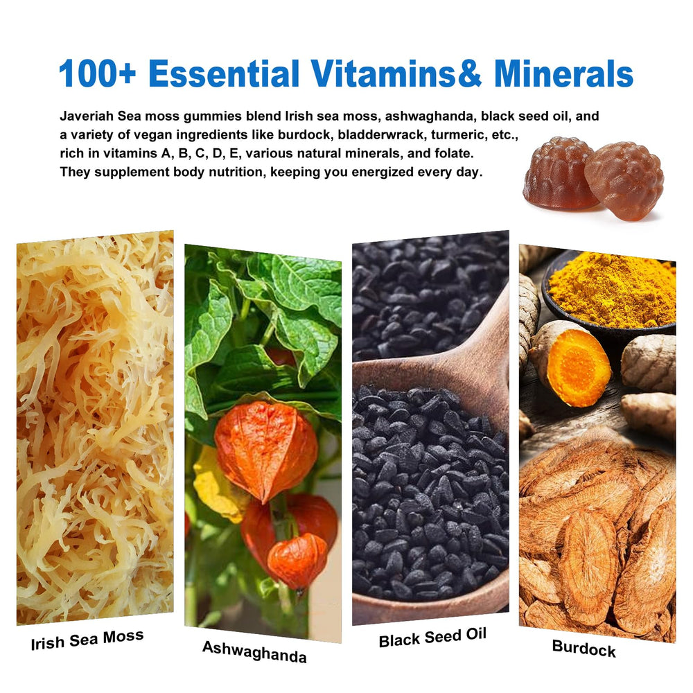 Image highlighting digestive health benefits of sea moss gummies with Ashwagandha