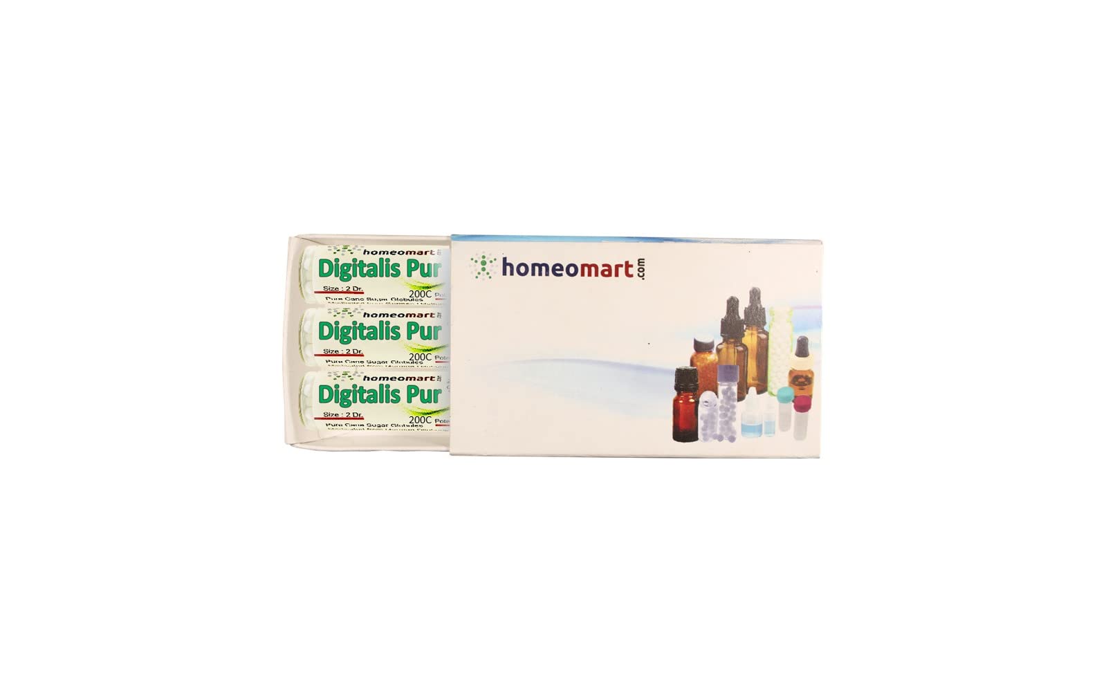 Digitalis Purpurea homeopathy pellets 200C potency pack of 3 - vial 1