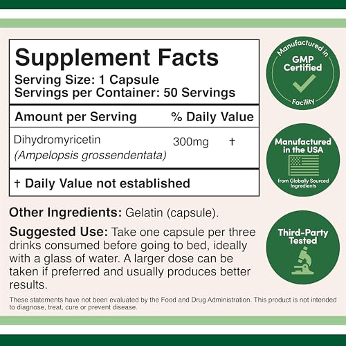 DHM 50 capsules 300 mg label