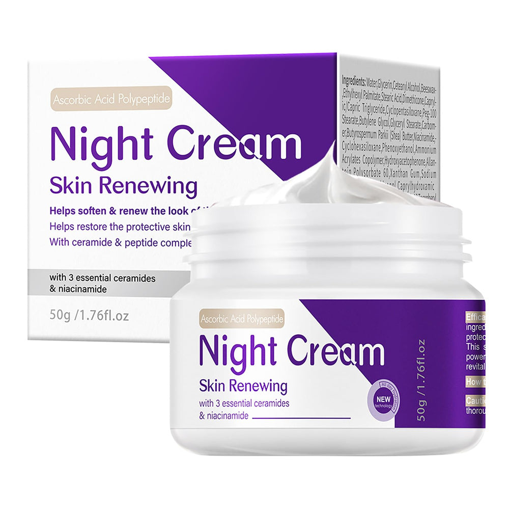DIKAYI Skin Renewing Night Cream jar closeup highlighting rich hydration for overnight barrier support.