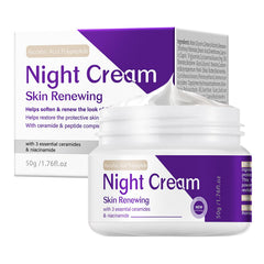DIKAYI Skin Renewing Night Cream jar closeup highlighting rich hydration for overnight barrier support.