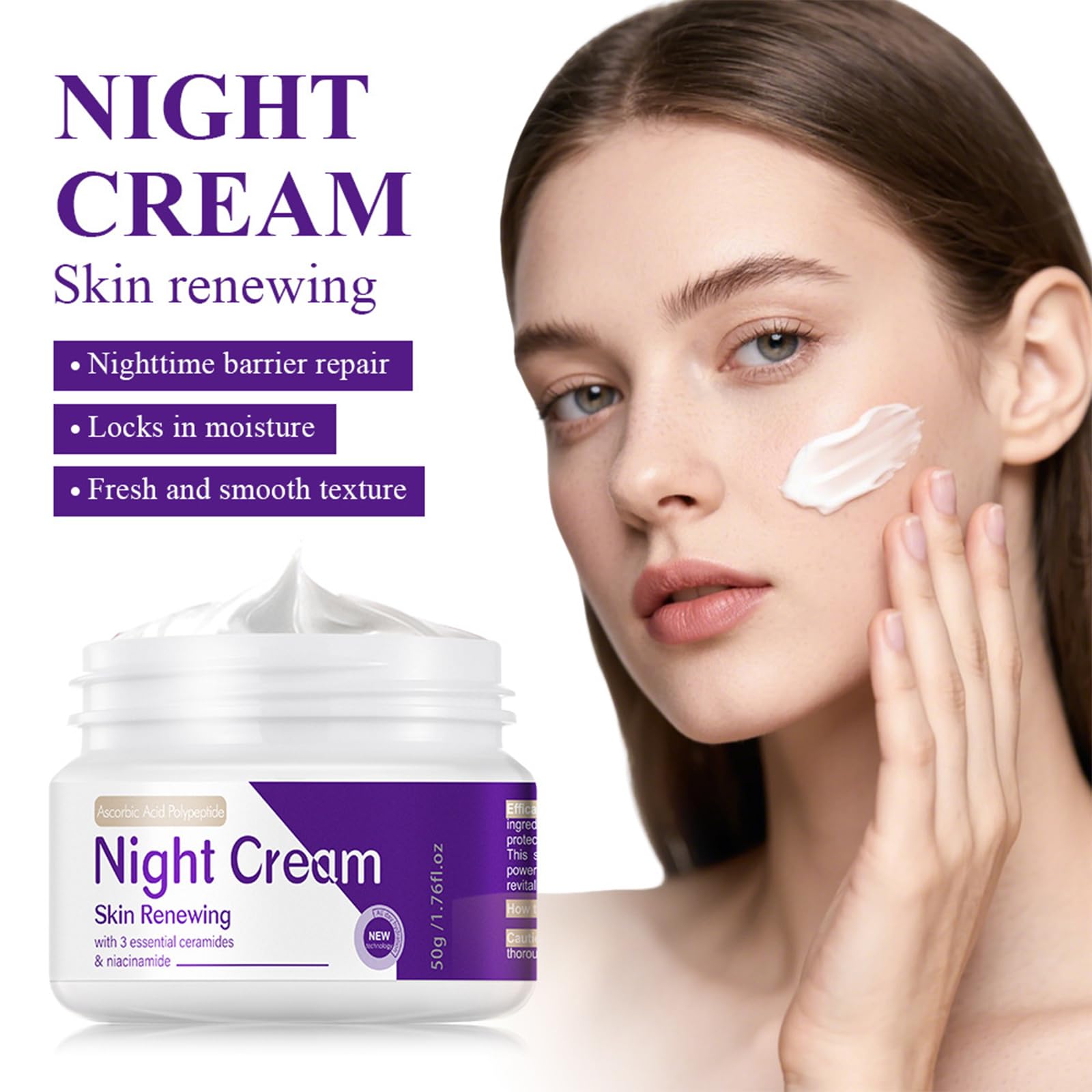 DIKAYI Night Cream tube applied during nightly routine for gentle moisture.