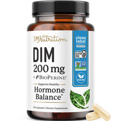 Front label of DIM 200 mg bottle (120 capsules)