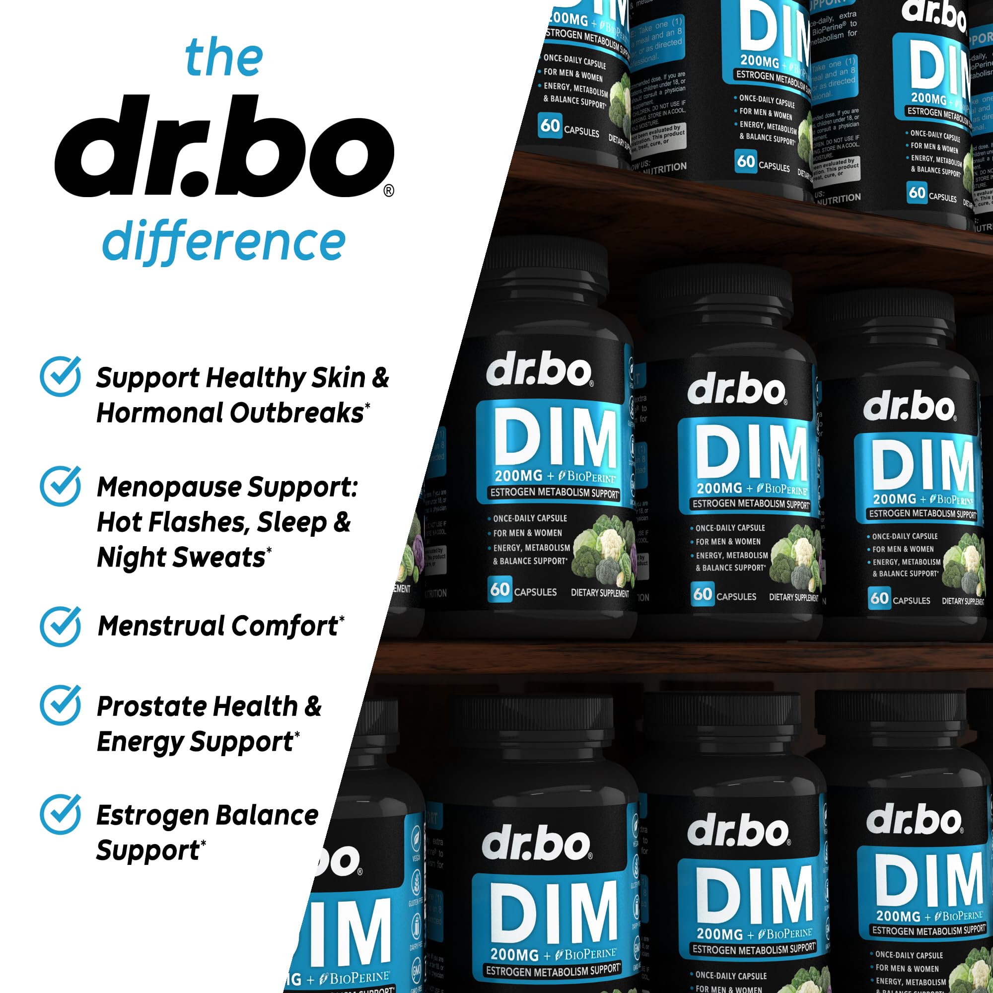 60-capsule bottle of DIM diindolylmethane supplement