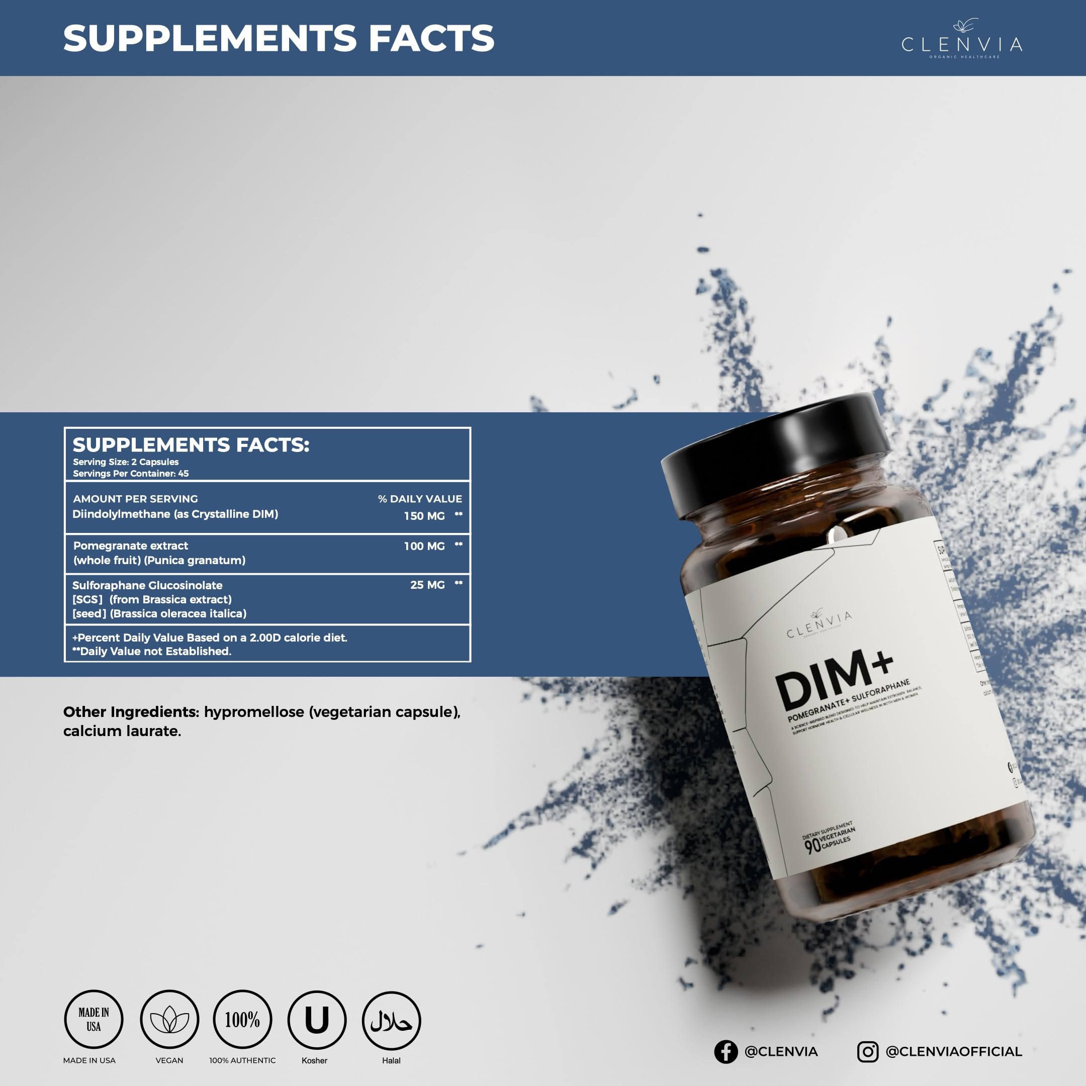 Pomegranate extract and sulforaphane glucosinolate components highlighted