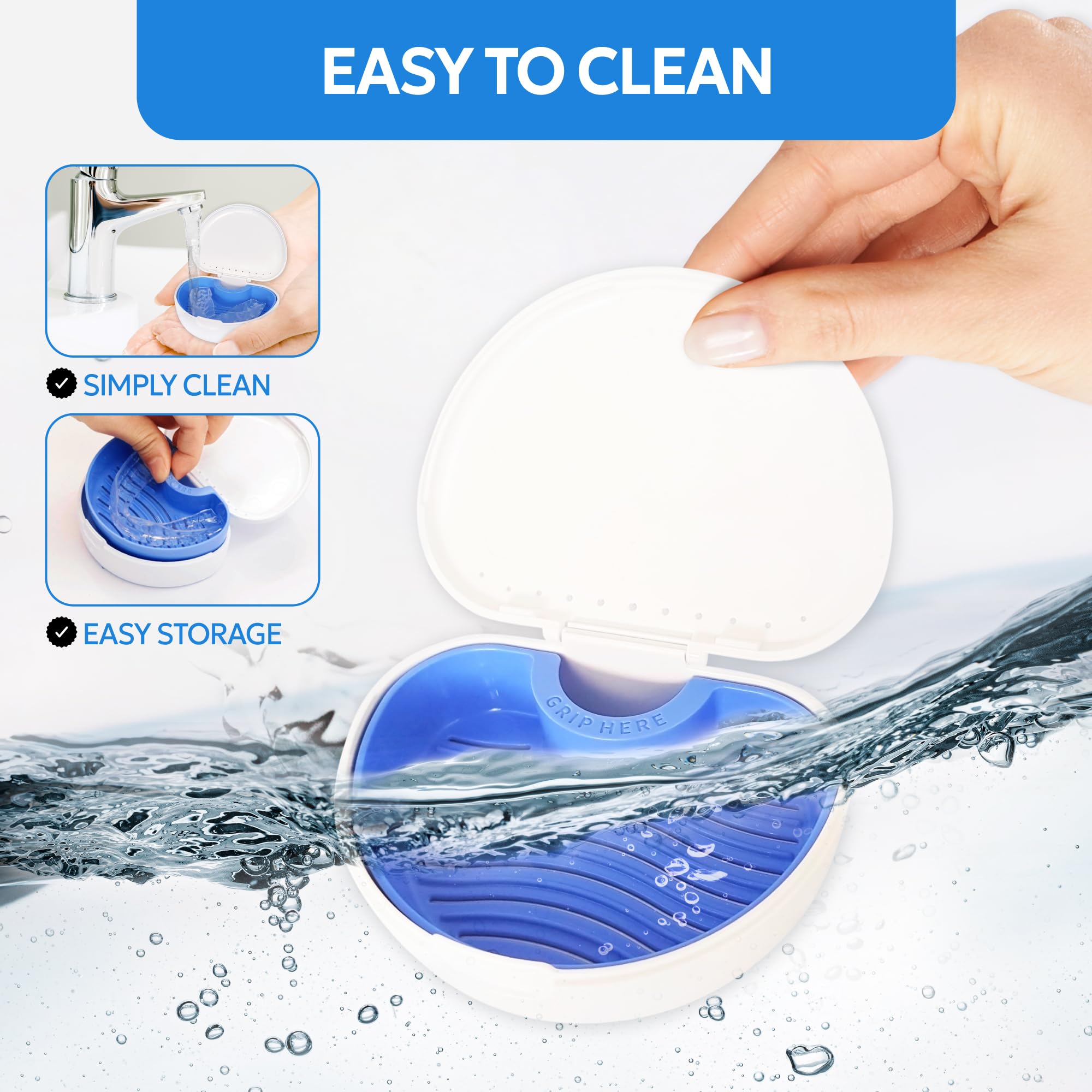 DIMEDI denture storage case packaging and features