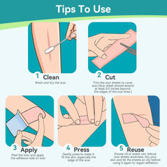 Dimora silicone scar sheets care instructions for gentle maintenance.