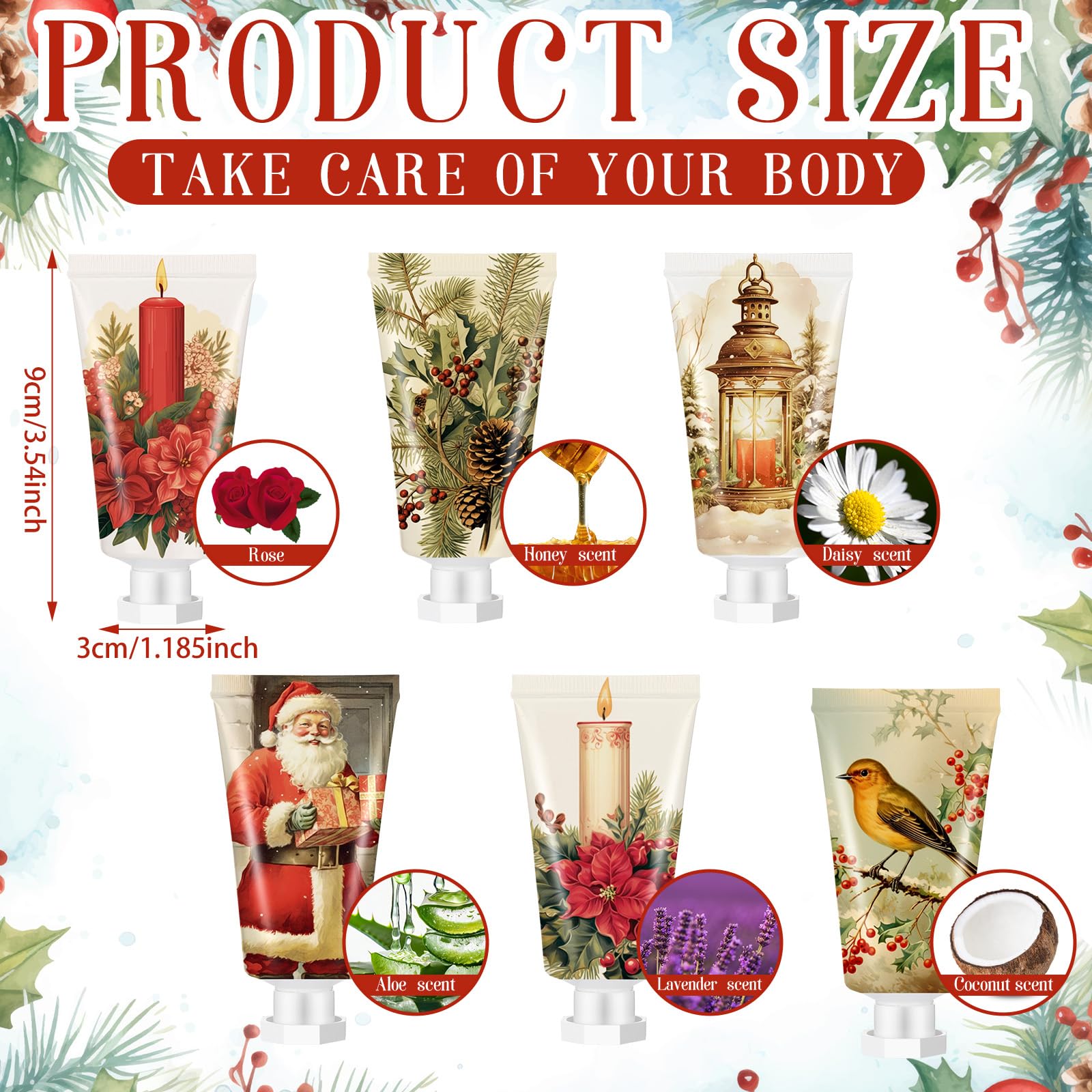 Dimsile six-fragrances tubes display highlights Rose and Lavender for daily care.