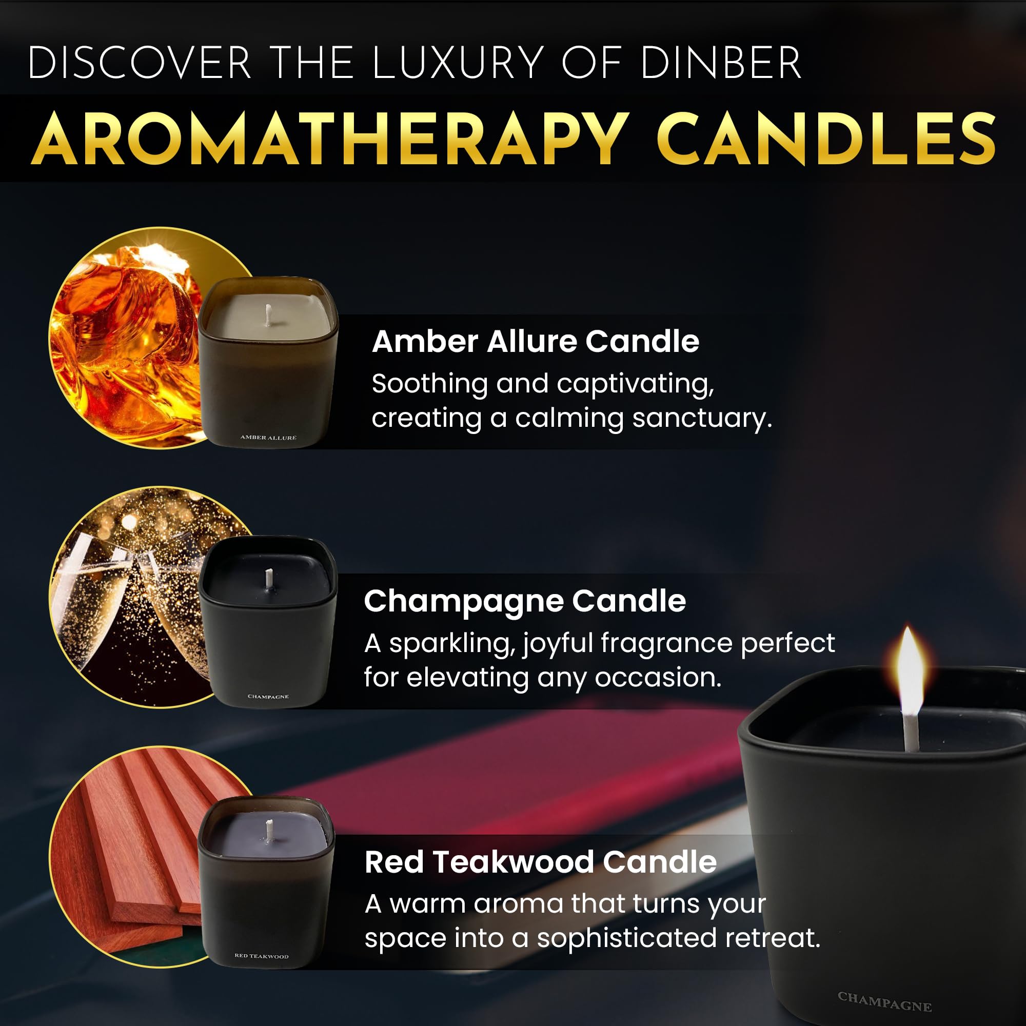 DinBer Red Teakwood candle in a glass jar creates a cozy room ambiance.