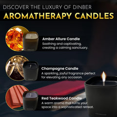 DinBer Red Teakwood candle in a glass jar creates a cozy room ambiance.