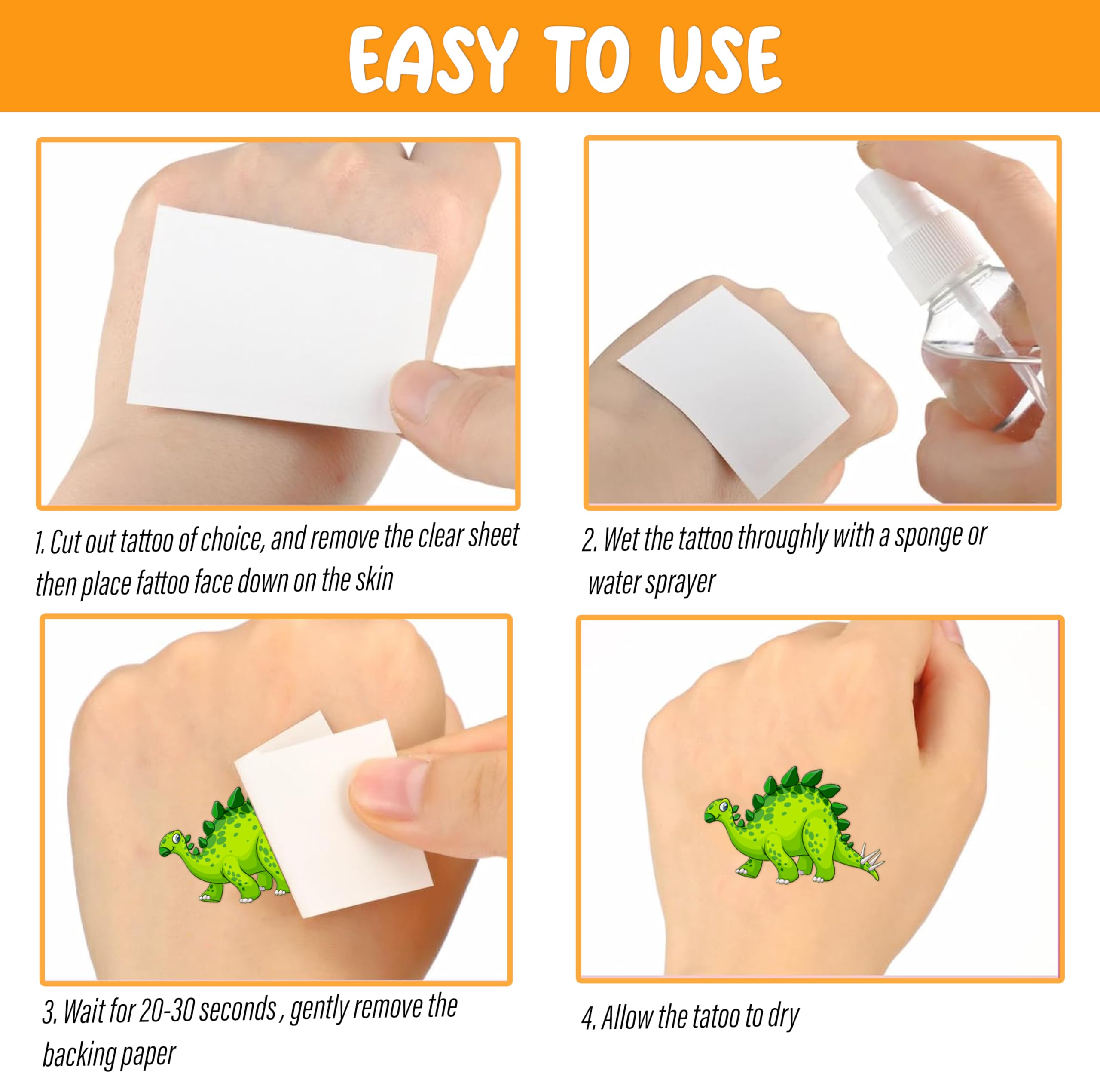 Dinosaur Temporary Tattoos packaging and display for easy shopping and gifting.