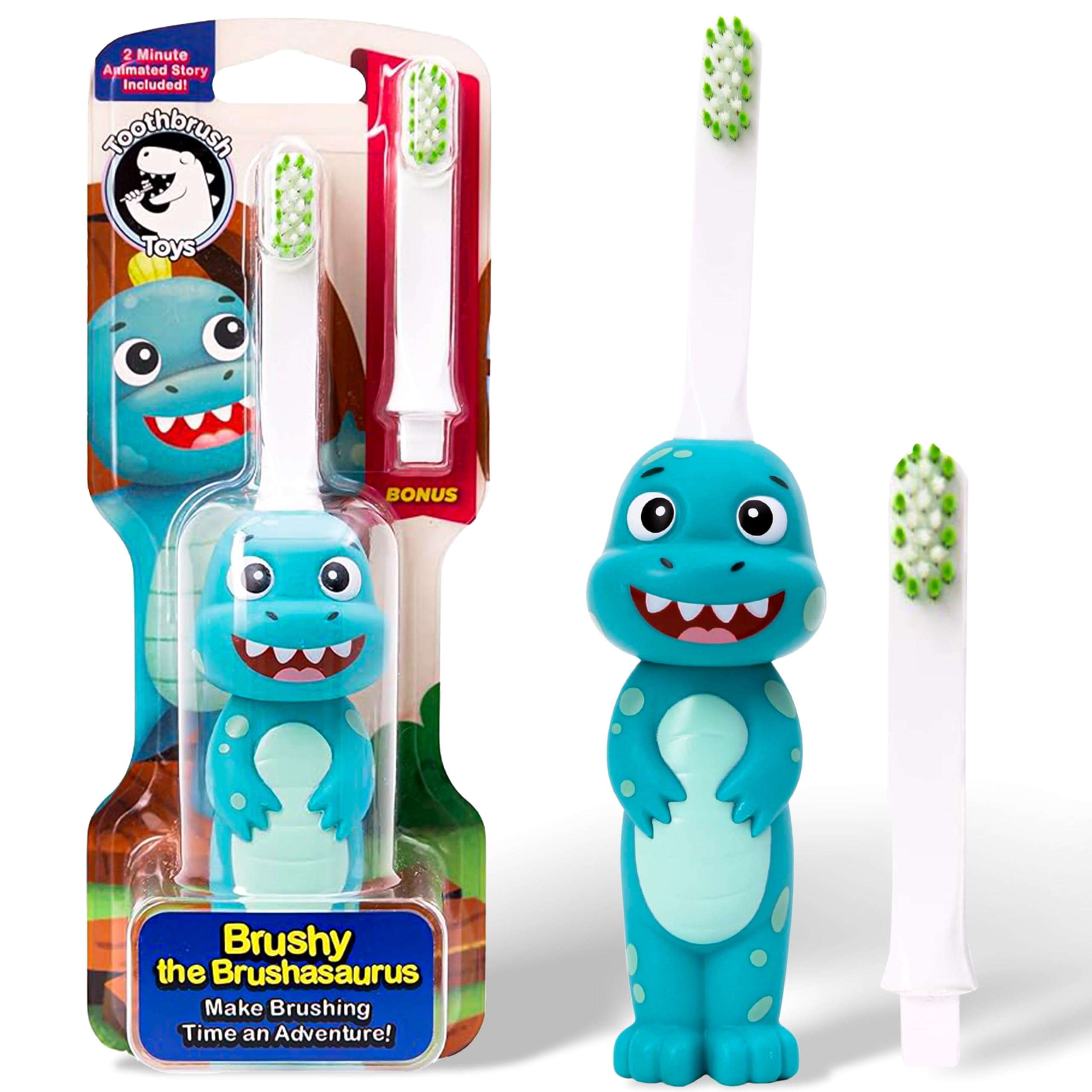 Cute dinosaur design kids toothbrush with soft bristles