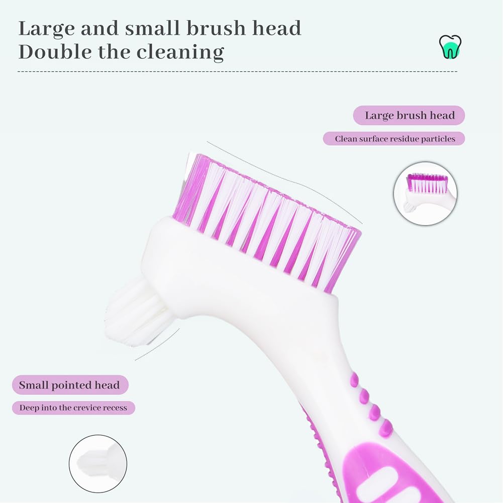 Close-up of dual-head denture brush