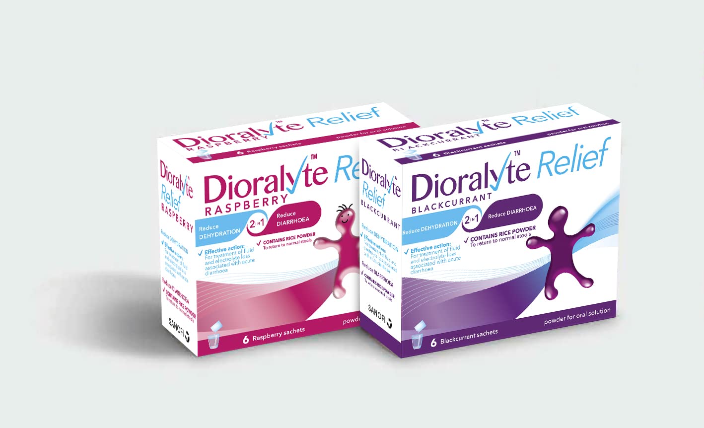 Close-up of Dioralyte Blackcurrant sachet