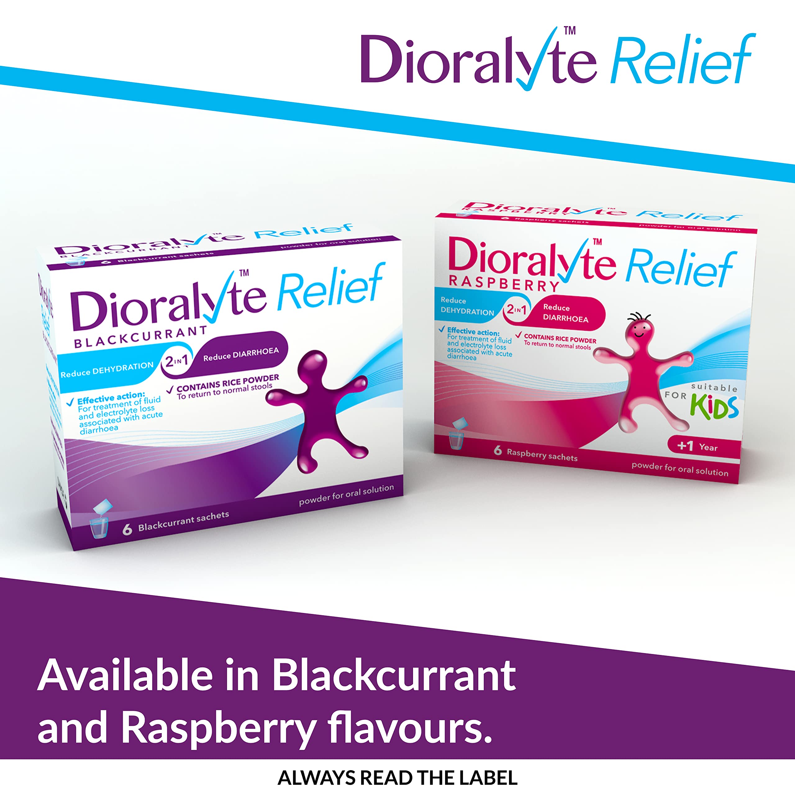 Opened Dioralyte sachet with powder and solution