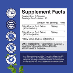 Diosmin Hesperidin 1000mg Complex bottle label close-up