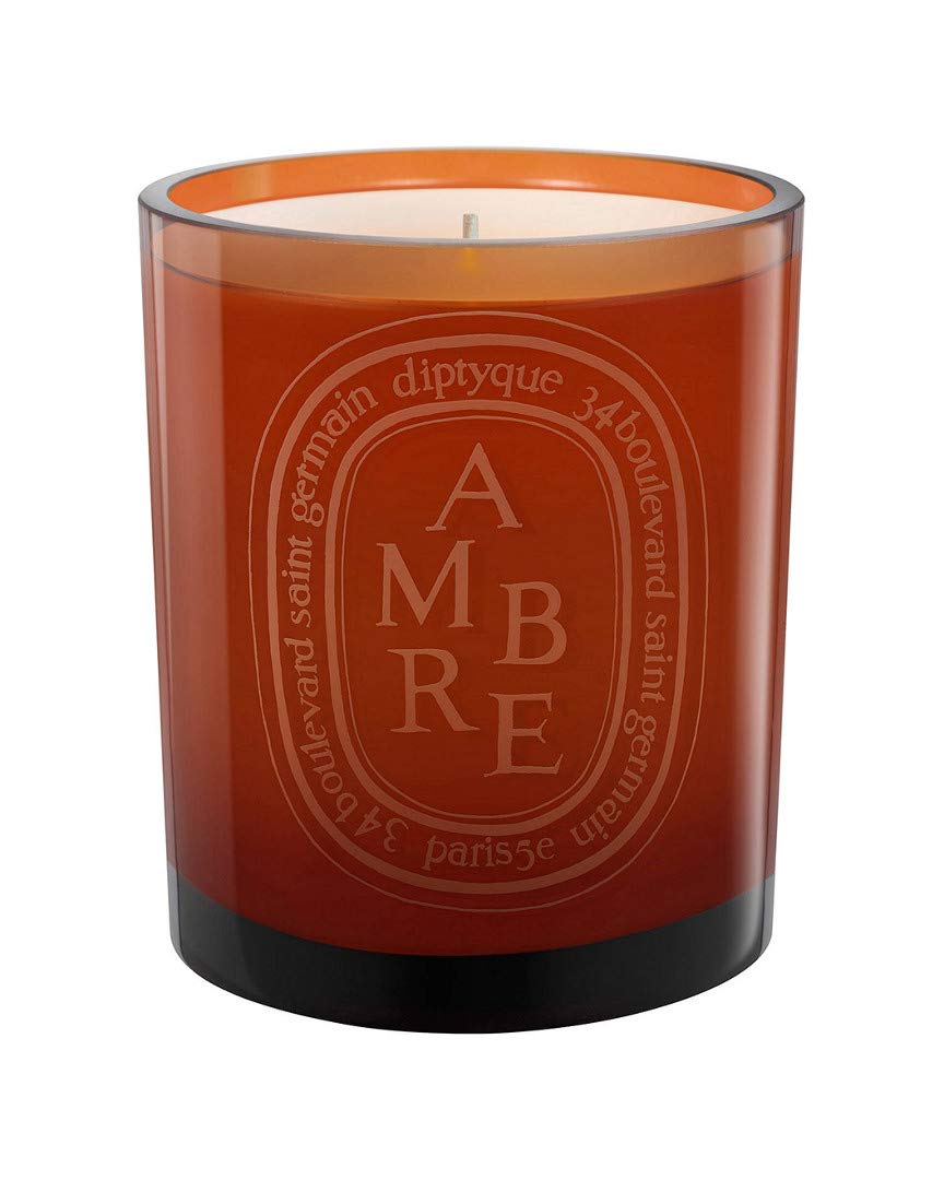 Diptyque Ambre Scented Candle 10.2 oz jar with woody notes, patchouli and incense.