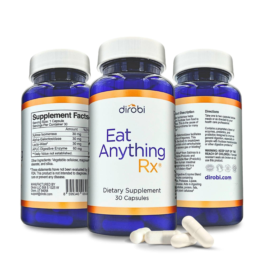 Dirobi Eat Anything Xylose Isomerase Enzymes bottle and capsules
