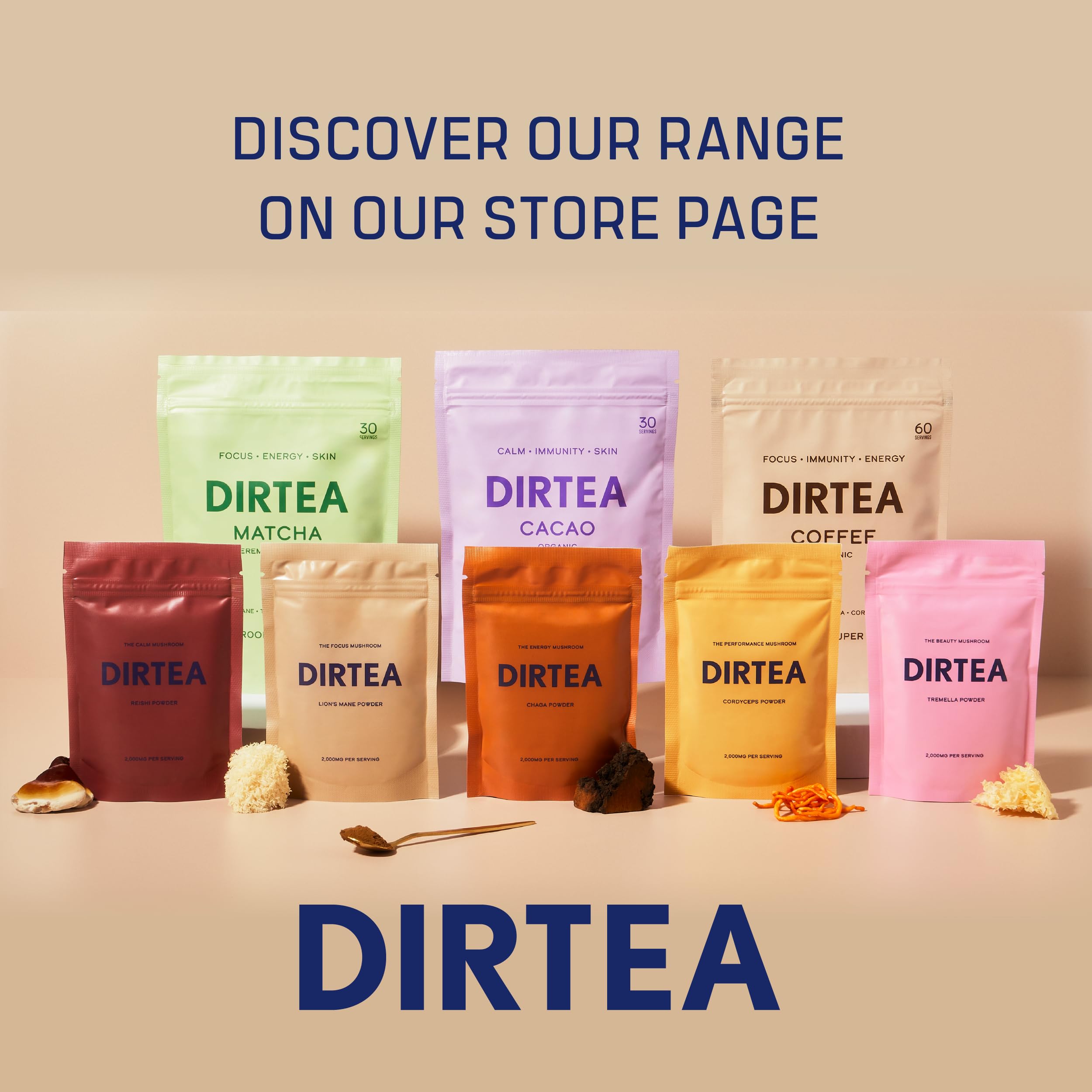 DIRTEA line of functional mushroom products