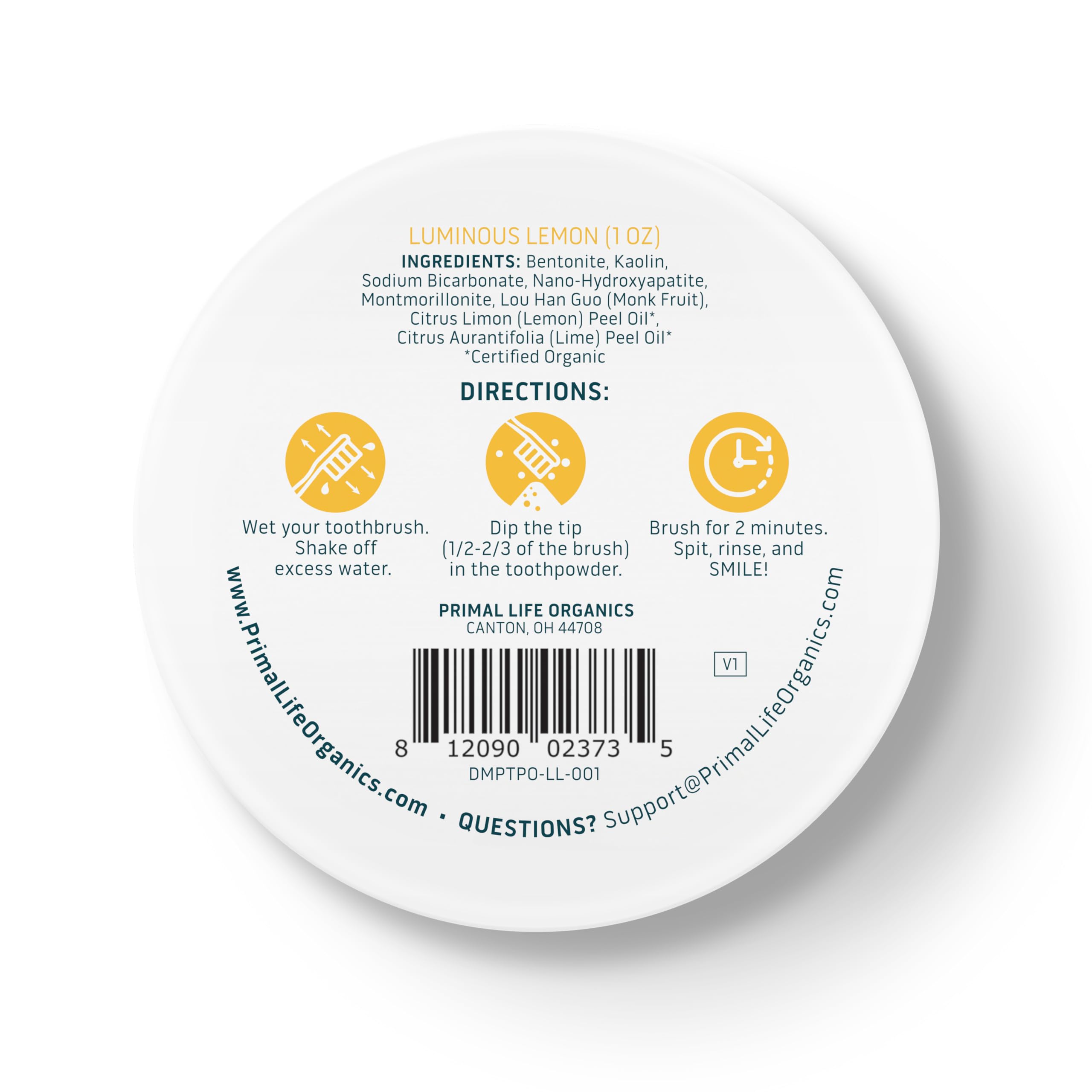Vegan and organic toothpowder ingredients list