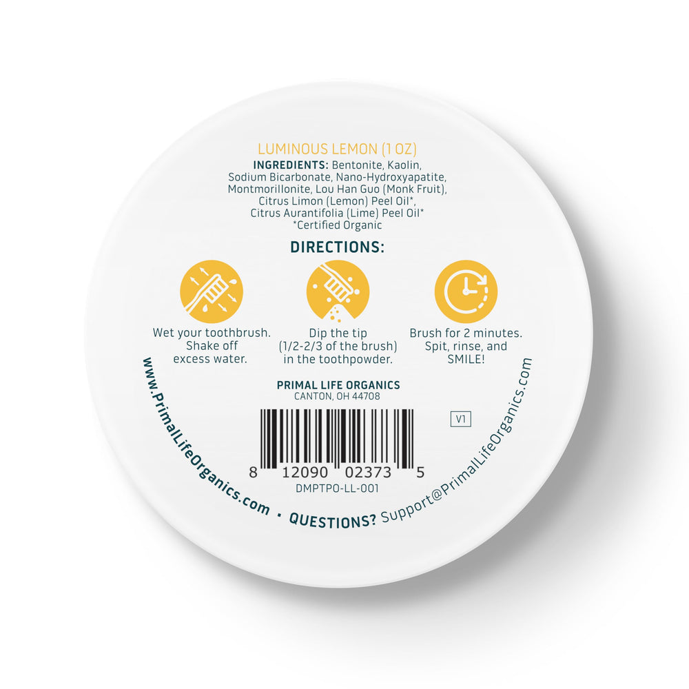 Vegan and organic toothpowder ingredients list