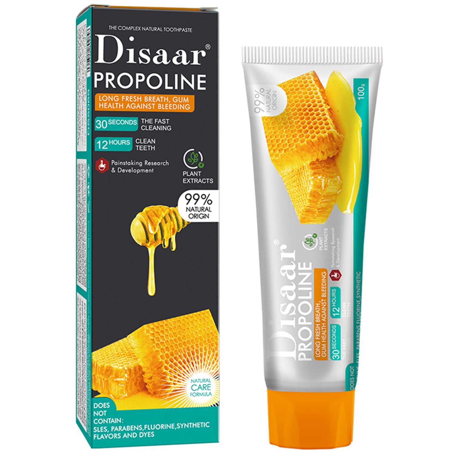 Front view of DISAAR BEAUTY Propoline Honey Menthol Toothpaste 100g