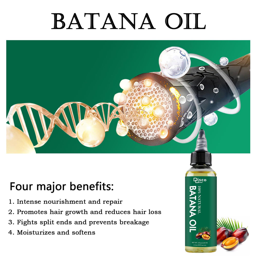 Discoliner Batana Oil dropper enables precise scalp application.