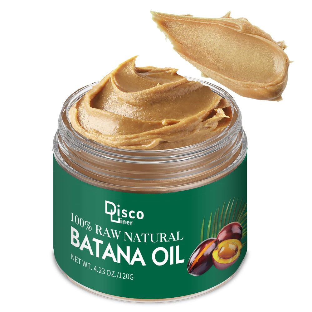 Discoliner Batana Oil hair growth bottle pour for thicker, longer hair.