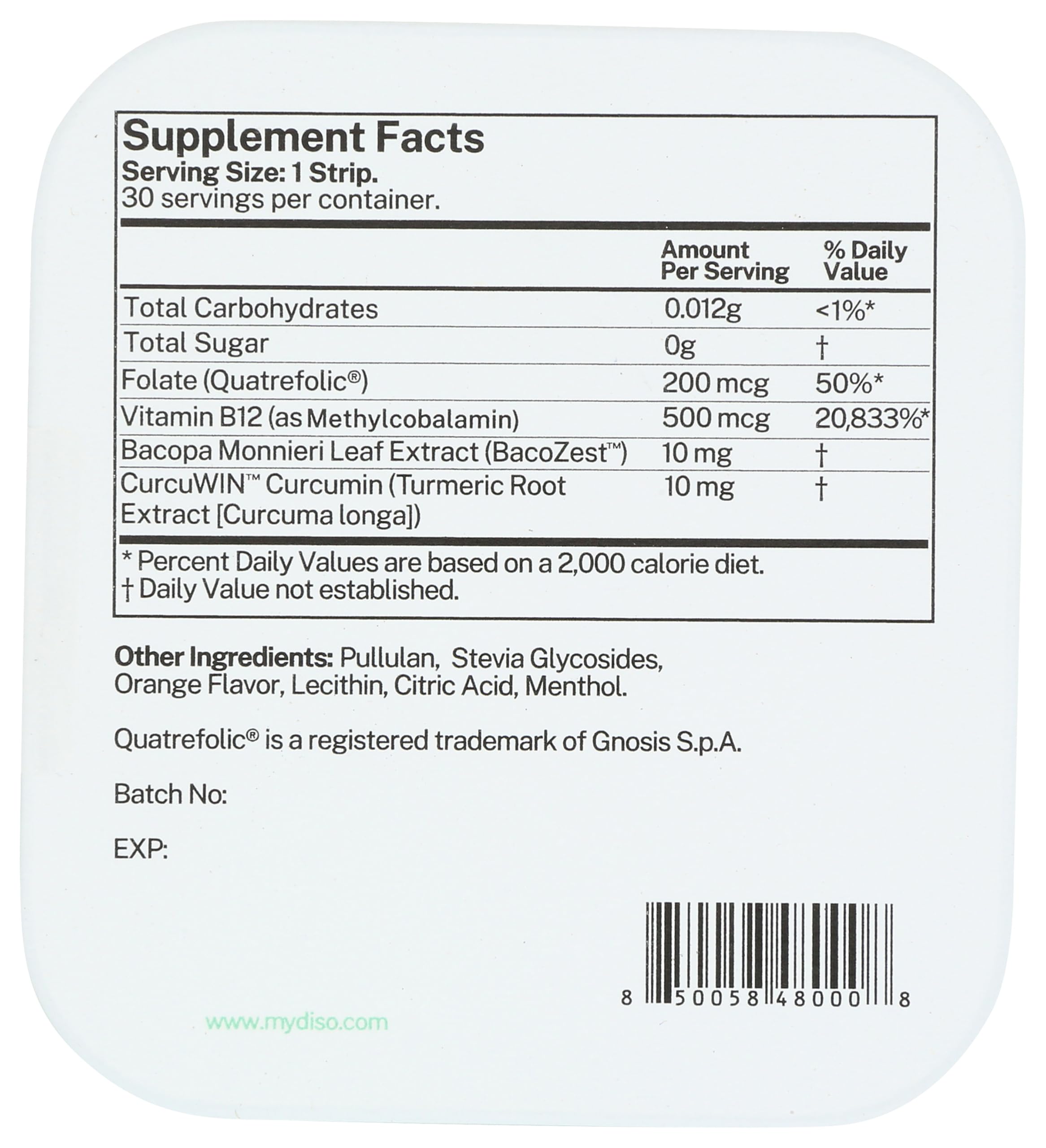 Open pack of 30 DISO B12 strips