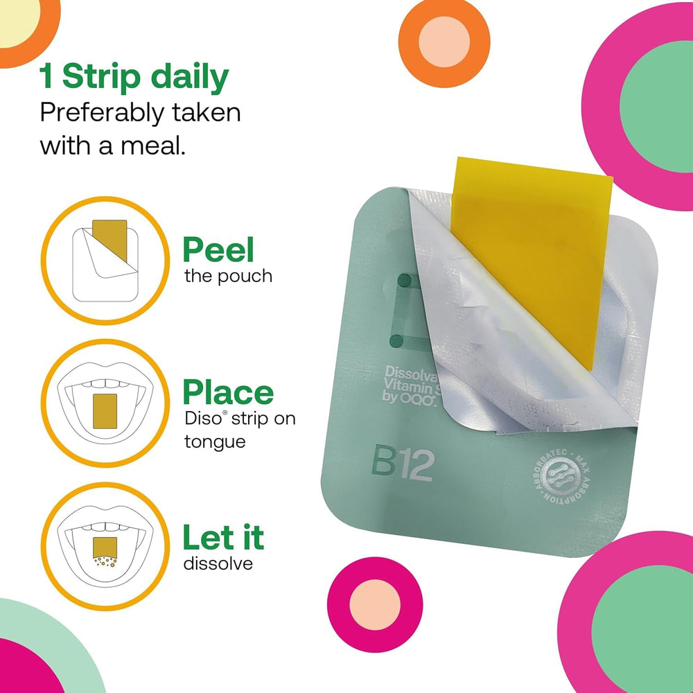 DISO Vitamin B12 dissolving strip on tongue