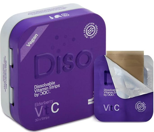 Box of DISO Vitamin C strips Elderberry flavor