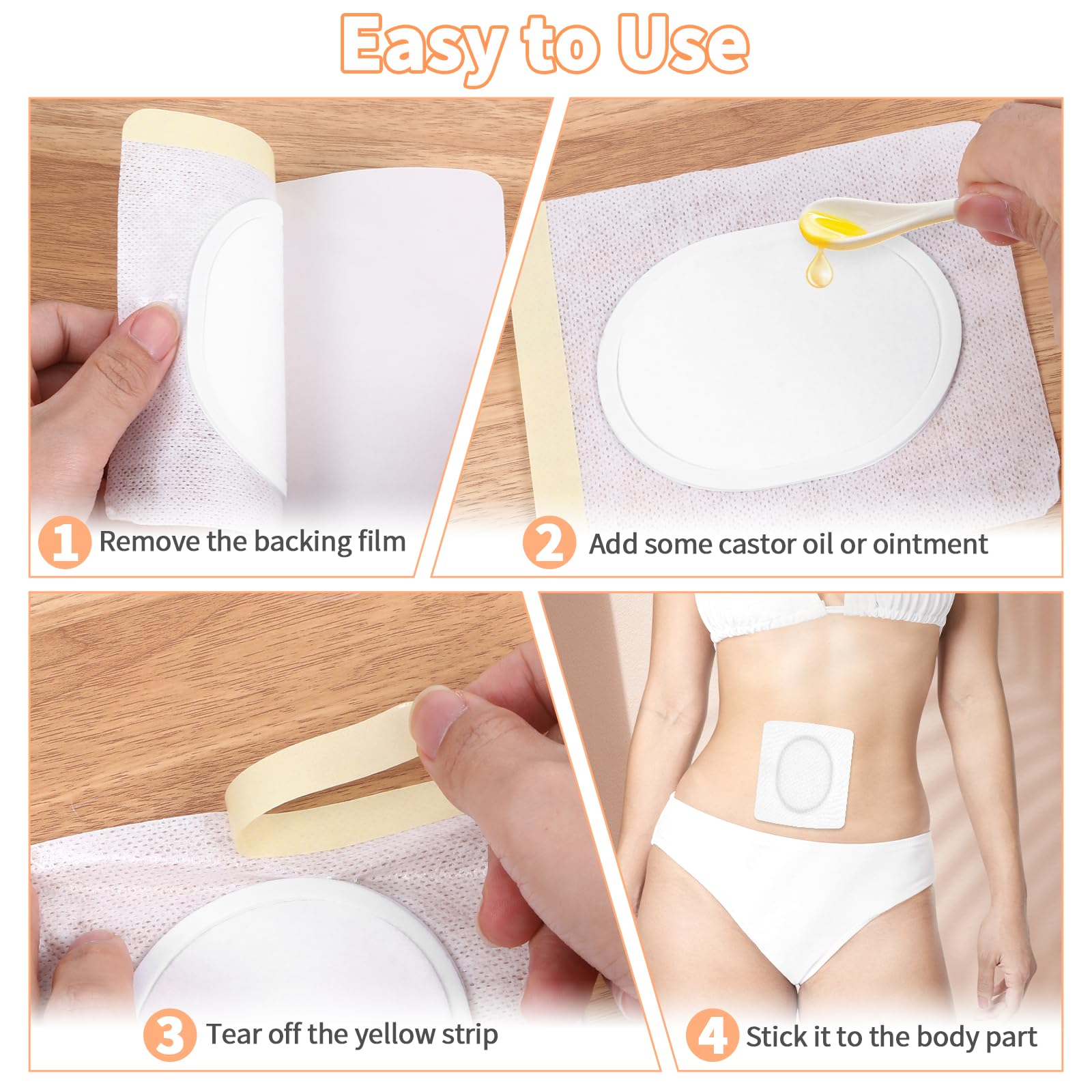 Skin-friendly castor oil patch design with soft fabric