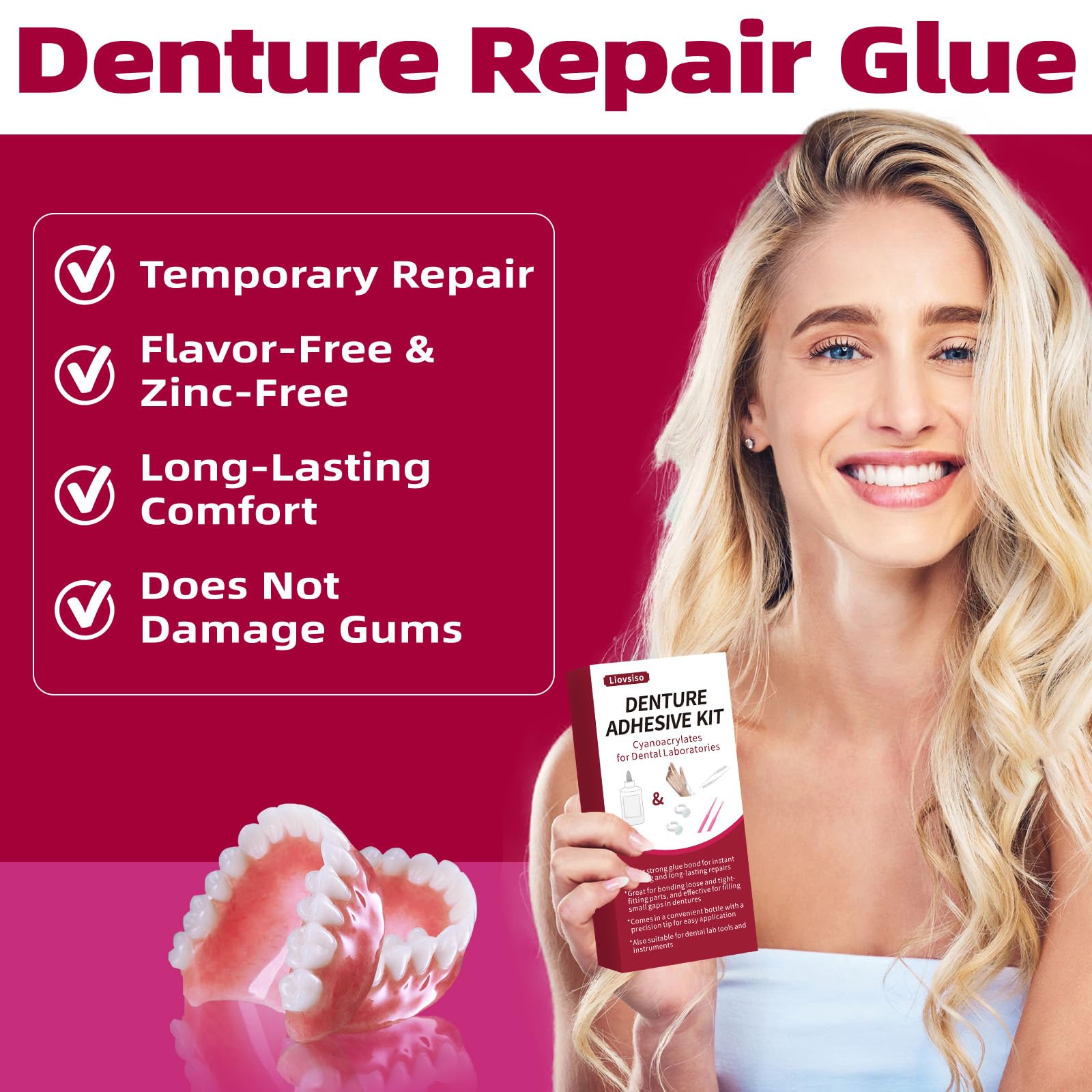 Disposable gloves included with denture repair kit