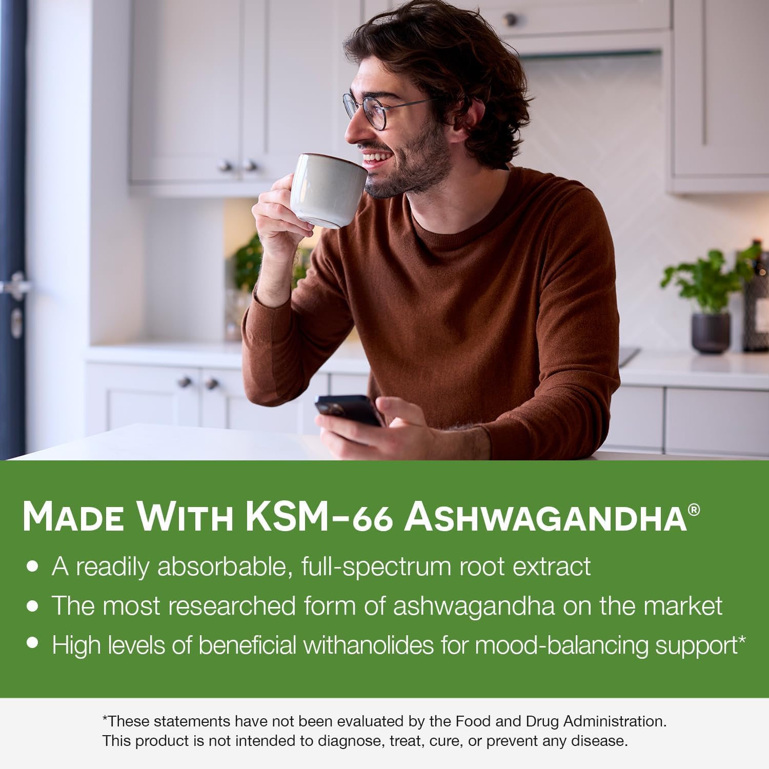 Vegan, gluten-free, sugar-free ashwagandha dissolvable tablet