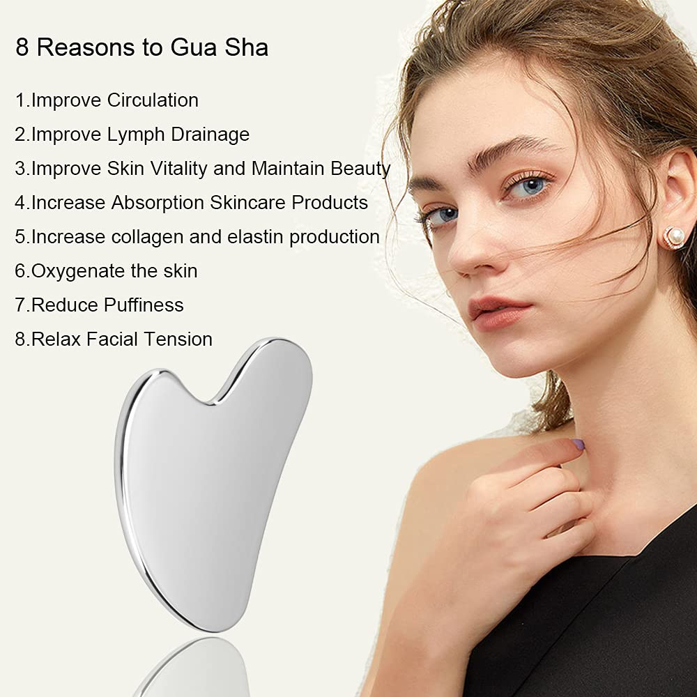 Close-up of Ditind Gua Sha tool highlighting 304 stainless steel