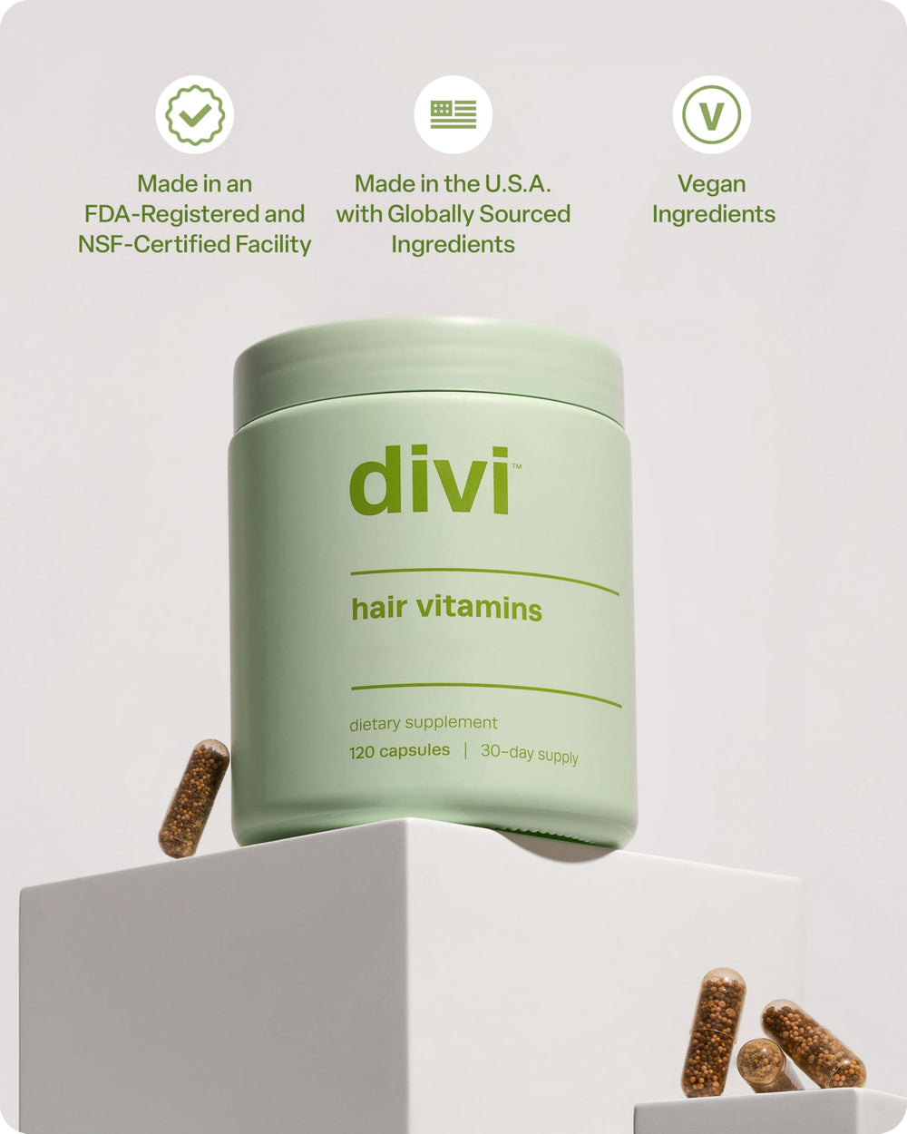 Scientific branding and labeling for Divi Hair Vitamins