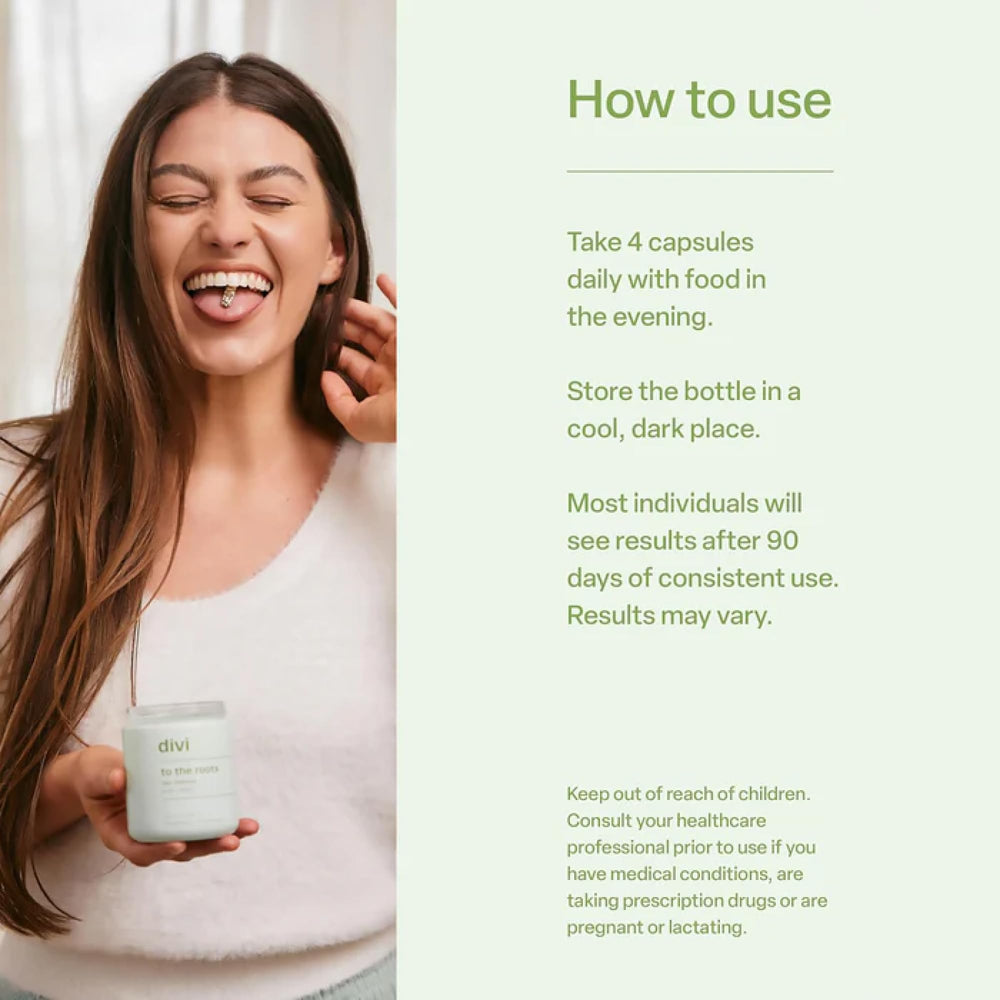 Divi Hair Vitamins slow-release beadlets provide steady nutrient delivery.