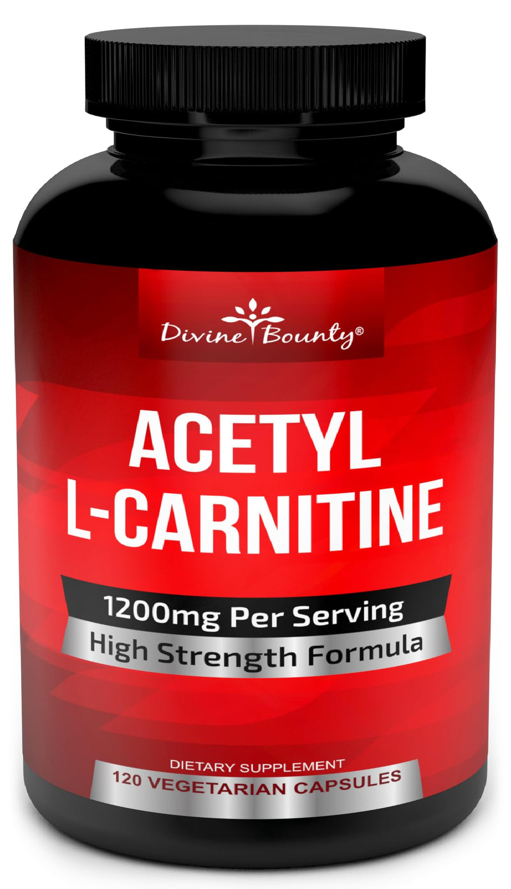 Divine Bounty Acetyl L-Carnitine 1200mg per serving bottle label