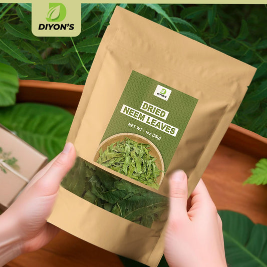 Diyon's neem leaves packaging with Kraft stand-up resealable pouch