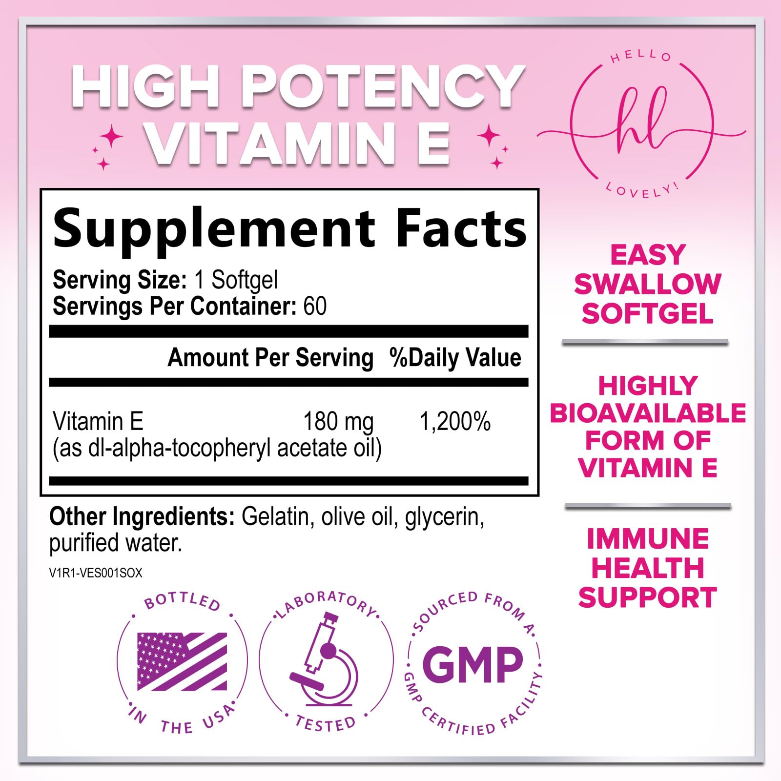 Graphic showing dl-alpha tocopherol 180 mg dosage