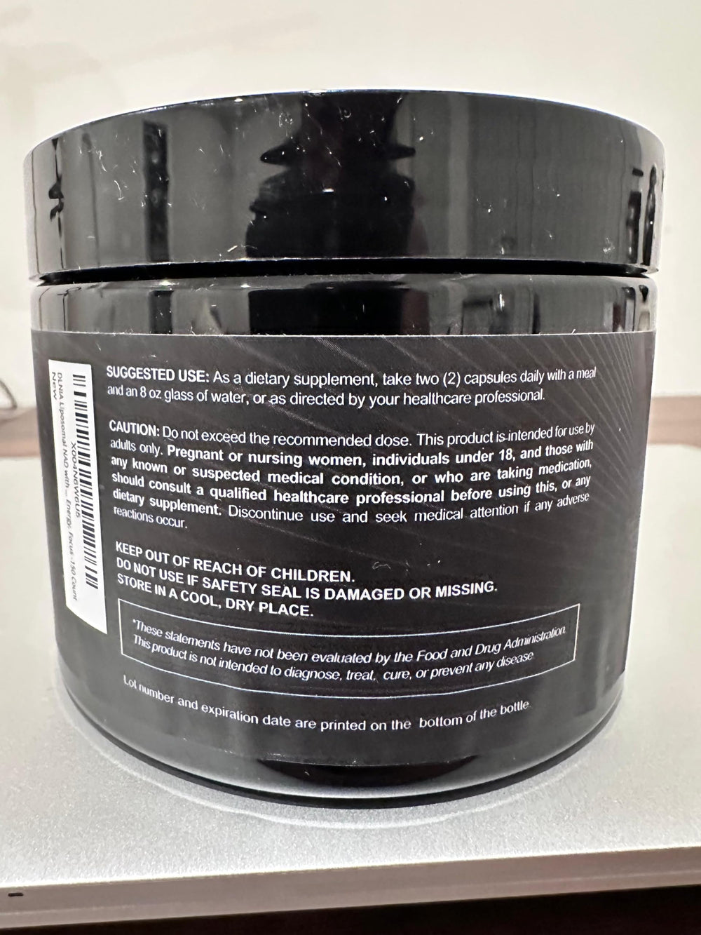 Ingredients panel for DLNIA liposomal NR supplement