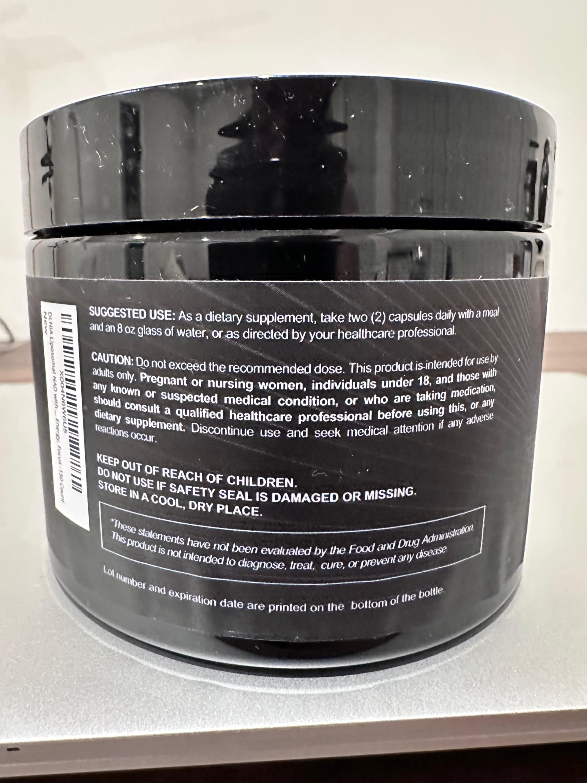 Ingredients panel for DLNIA liposomal NR formula