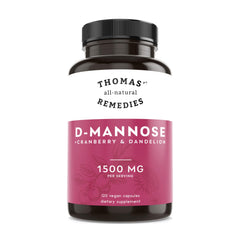 Thomas' All-Natural D-Mannose 1200mg capsules with Cranberry and Dandelion label