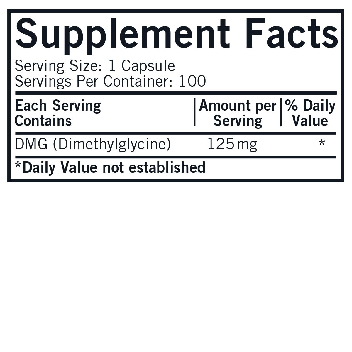 Kirkman DMG 125 mg bottle - back label