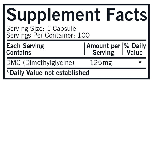 Kirkman DMG 125 mg bottle - back label