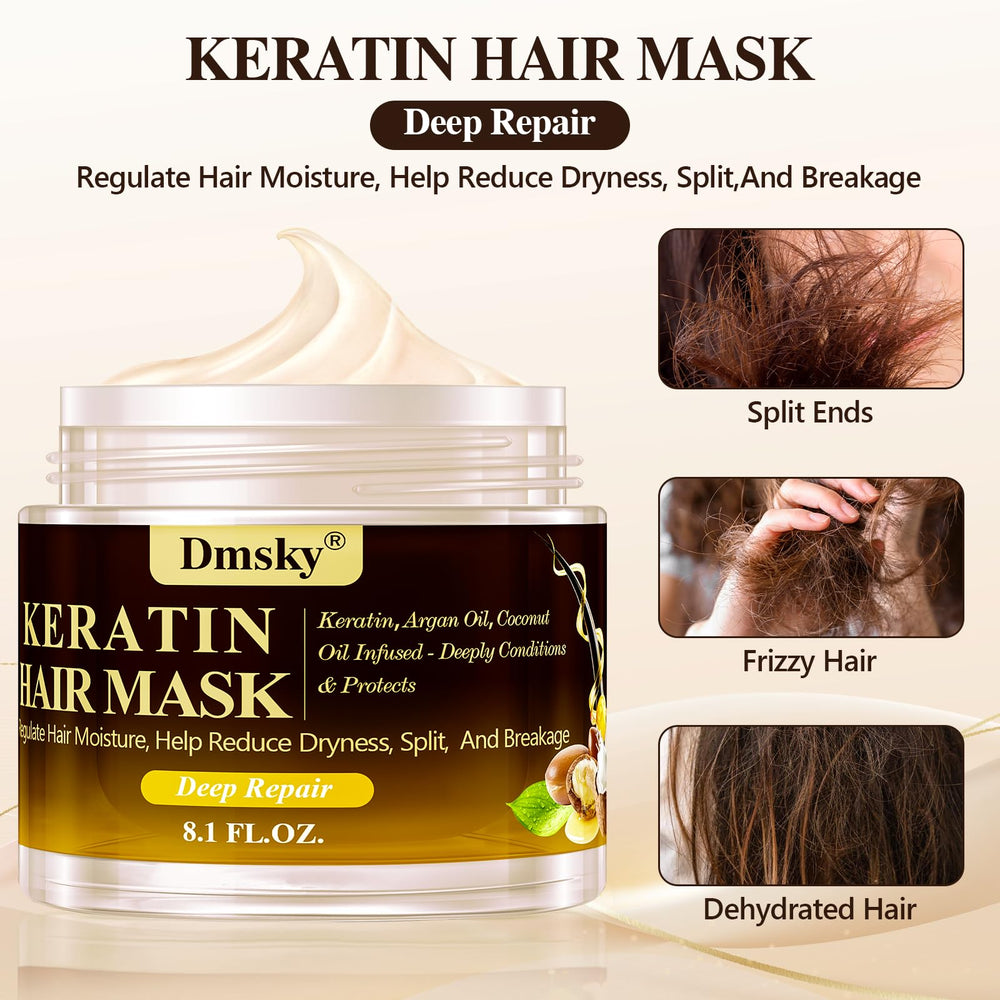 Rinsing out Dmsky mask to reveal soft, manageable strands.