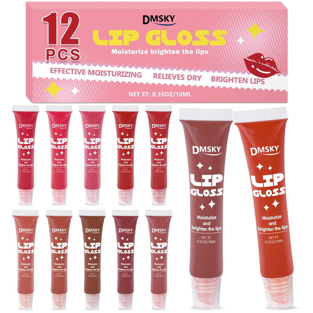 Dmsky Lip Gloss Set 12 Shades offers a versatile palette for everyday and bold looks.